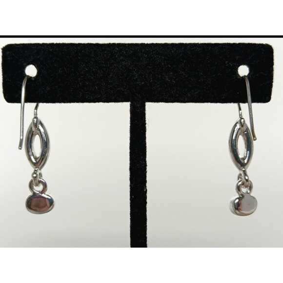 Gennaro Silvertone Red Glass Cabachon Dangle Earrings 1.5 in NWT - Picture 6 of 11